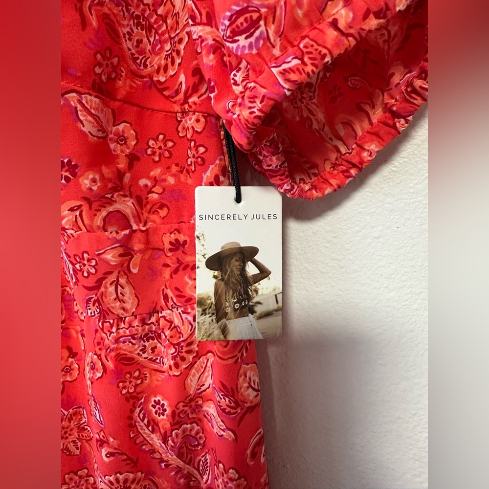 Pink Paisley Puff Sleeve Dress - Picture 5 of 5